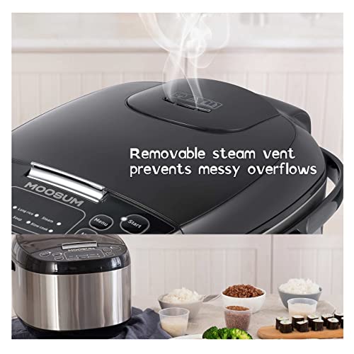 MOOSUM Electric Rice Cooker 10 Cups With Steamer Stainless Steel Asian Rice Sushi Soup Slow Cooker Auto Warmer And 24 Hours Delay Timer