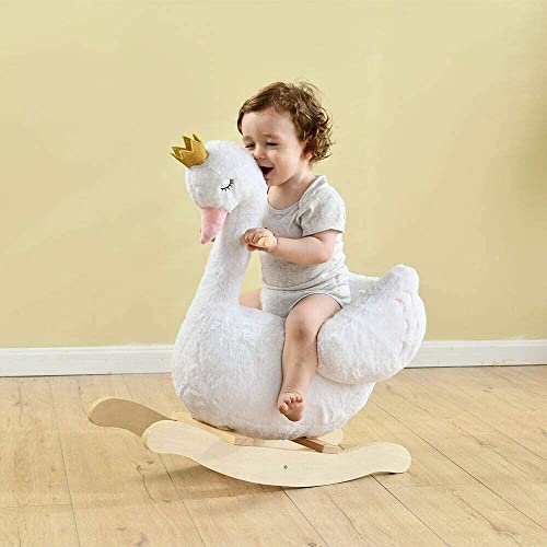labebe Schaukeltier, Schaukelpferd, Schaukelspielzeug für Kleinkinder, weißer Holz-Schaukelstuhl