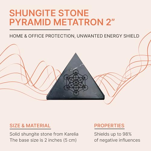 Pyramide en shungite de 5 cm avec gravure cube de Métatron pour la protection - 4