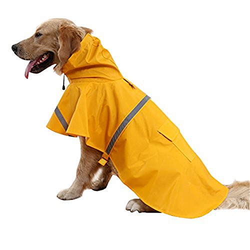 okdeals Large Dog Raincoat Leisure Pet Waterproof Clothes Lightweight Rain Jacket Poncho with Strip Reflective (XXL)
