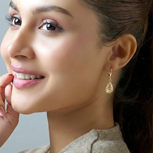 Image of TRUESILVER ACPL 925 Sterling Silver Filigree Drop Earrings for Women & Girls | Elegant Dangle Leverback Earrings | Stylish Everyday & Gift Jewelry