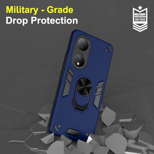 Image of Armor Vivo T2 5G / Y100 5G Defender Case | Rotating Ring Holder & Kickstand in-Built | Military Grade Armor | 360 Degree Protection Back Cover for Vivo T2 5G / Y100 5G (Blue)
