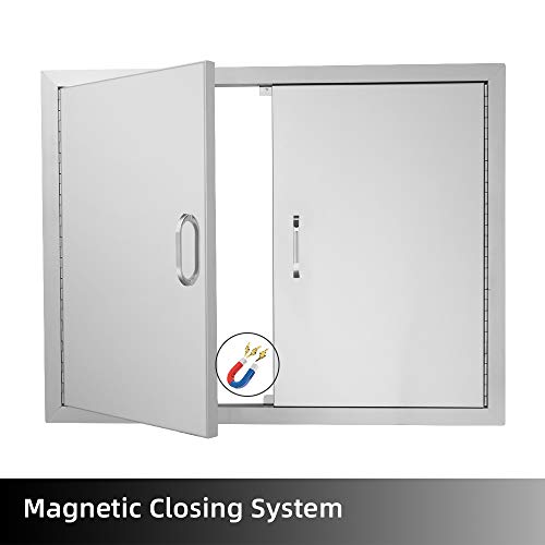 Rovsun Outdoor Kitchen Access Door, 31" W X 24" H Double Bbq Door, 304 Stainless Steel For Outside Kitchen Commercial Grilling Station Barbeque Grill Oven Island Outside Storage Cabinet #TOP3
