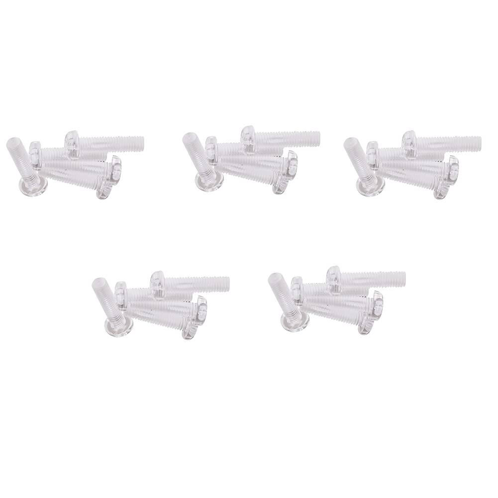 M5x20mm PC Acrylic Phillips Pan Head Bolts Cross Machine Screws Full Threaded Screws Cross Drive Replacement Parts Fastening Transparent 50Pcs