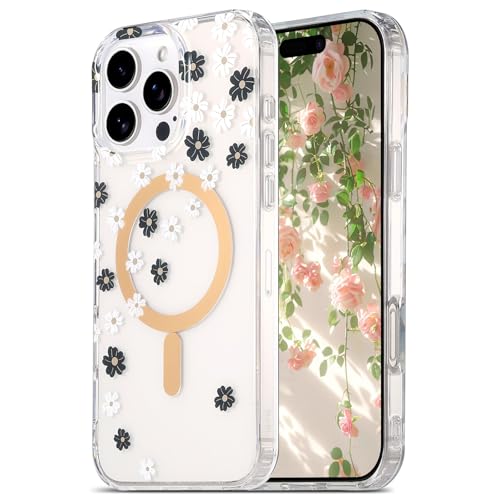 Coque arrière rigide iPhone 15 Pro fleurs en silicone de protection