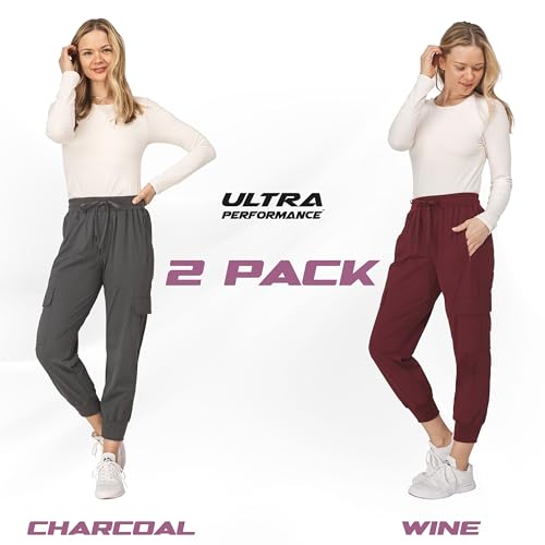 Ultra Performance Cargo Jogger Pants for Women 2 Pack Womens Hiking Pants Quick Dry Stretch Lightweight Cargo Joggers2