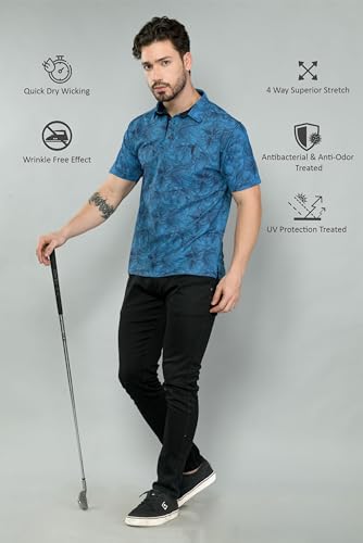 Image of STELLERS Men's Premium Printed Polo T-Shirt | Wrinkle Free | Quick Dry | Breathable | Stretchable | Regular Fit