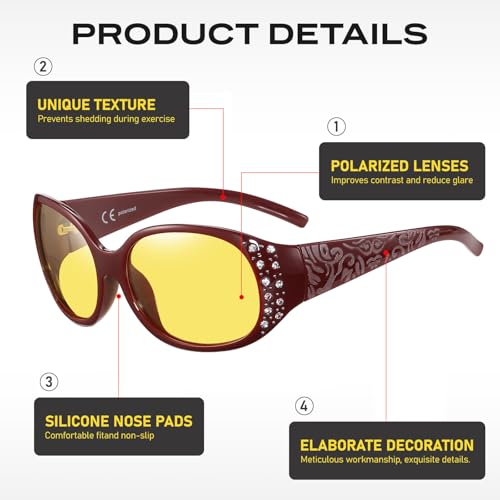 Image of HAOLOTA Night Vision Glasses for Driving Anti Glare, Polarized Nighttime Safety Glasses for Women Men UV400 Protection