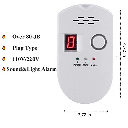 Natural Gas Detector, Gas Leak Detector, Home Gas Alarm Detector Household Propane Leak Detector for Home Kitchen, High Sensitivity Natural Gas Detector Propane Leak Detection - Thumbnail 5