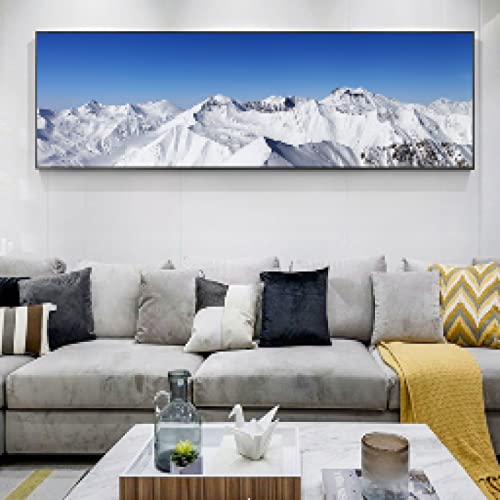 Panorama de montagnes enneigées mur art photos pour décoration intérieure zen