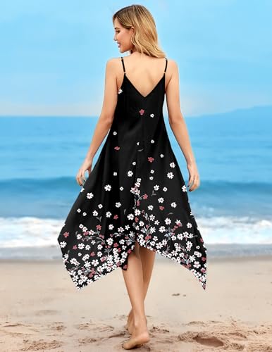 Image of Chigant Women's 2026 Summer Dress Casual Boho Sundress Spaghetti Strap Swimwear Cover Up Beach Flowy Midi Vacation Dresses