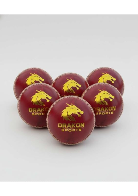 Image of Durable Leather Cricket Balls | Practice Match Use, Swing & Seam Optimized Red Ball - Pack of 6