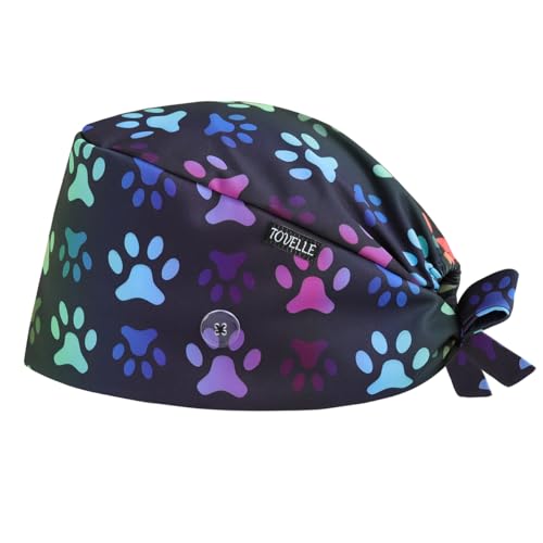 Image of Scrub Caps for Men and Women with Buttons, Classic Surgical Caps | Double-Sided Printed, Adjustable,Long Hours, Sweatbands, Fabric Help Reduce Static Buildup