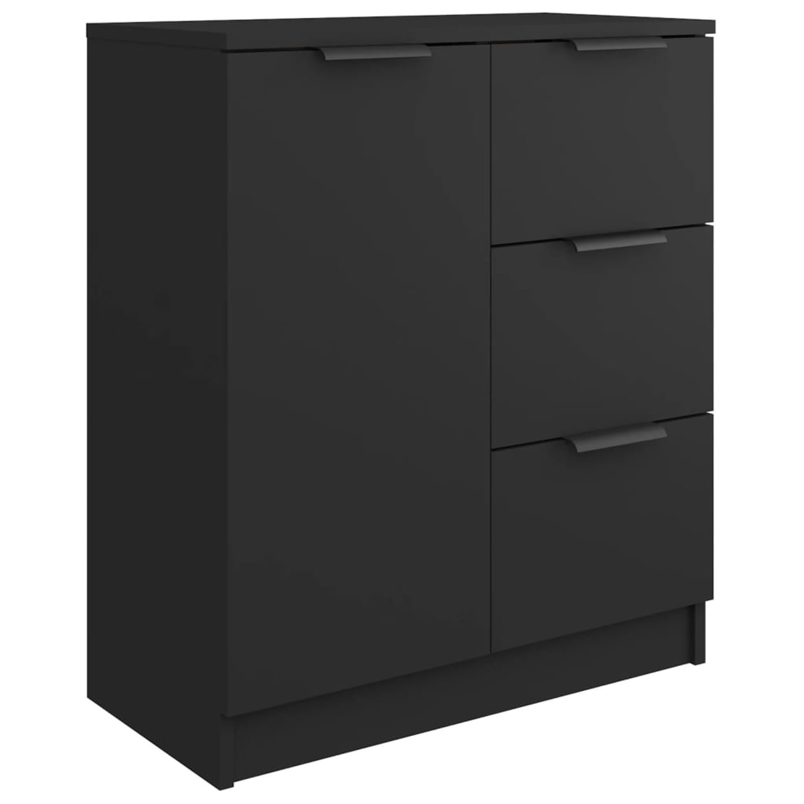 GecheerSideboard Side Cabinet Living Room Bedroom Kitchen Dining Room Storage Cupboard Buffet Table Black Engineered Wood
