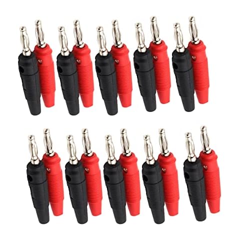 Banana Plugs Solder DIY Banana Plug Connectors Adapters for Electronics Testing, Repairing& Researching Accessories 20PCS/lot(Red 10pcs + Black 10pcs) Cover