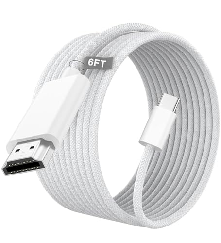 Apple - Cable USB-C a HDMI 4K a 60Hz para iPhone 15 serie 16, cable trenzado de nailon de alta velocidad tipo C a HDMI 2.0, Thunderbolt 5/4/3 para MacBook Pro/Air, iPad Pro, iMac, Galaxy S25 S24