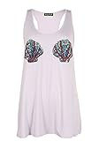 Sidecca Women's Knit Sequins Seashell Bra Mermaid Racerback Tank (Large, Lavender)