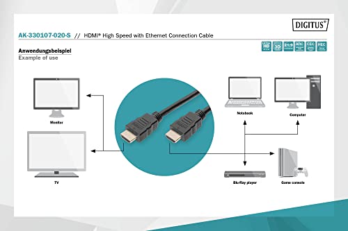 DIGITUS HDMI High Speed aansluitkabel, type A St/St, 2.0m, Ultra HD 60p - vergulde contacten - zwart - Image 5