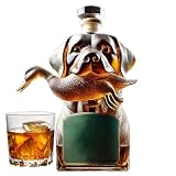 Artesanía intrincada de cristal: impresiona a los invitados con el decantador de whisky en forma de sabueso, fabricado como una pieza de decoración del hogar, combinando funcionalidad y arte en una botella de vidrio con detalles grabados en 3D para un almacenamiento refinado de whisky, presentación decorativa de botella