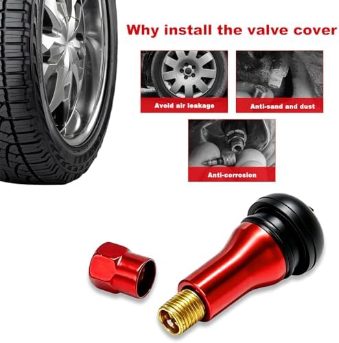 Huyopu 5 PCS TR413AC Tire Valve Stems, Metal Rubber Car Tyre Stems Replacement for Tubeless Rim Holes, Snap-in Standard Tire Valve Stem for Most Vehicles, Car Accessories (Red) - 3