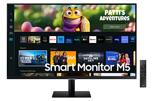 Image of Samsung 32-Inch(80cm) LCD M5 FHD Smart Monitor, Mouse & Keyboard Control, Smart TV Apps, IOT Hub, Office 365, Apple Airplay, Dex, Speakers, Remote, Bluetooth (LS32CM500EWXXL, Black)