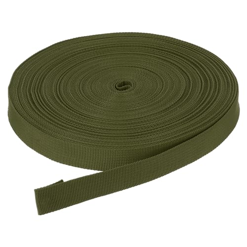 DMiotech 50 Yard x 3/4 inch Width Nylon Webbing Strap Poly Flat Webbing Strapping for DIY Craft Backpack Strapping, Sewing, Outdoor Gear Repair, Army Green