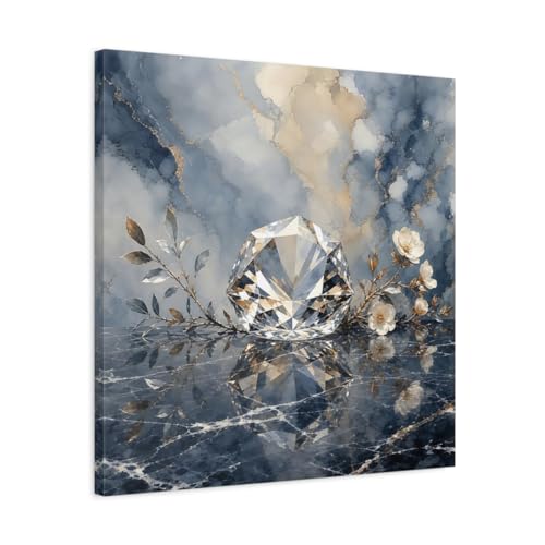Tableau bleu et or style floral au-dessus du canape de sejour