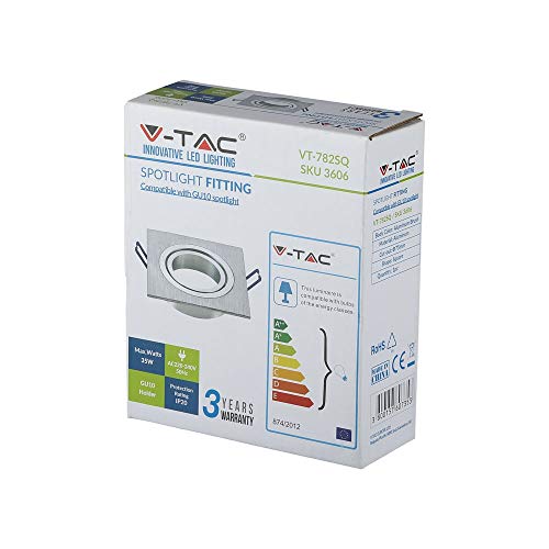 V-TAC VT-782 1XGu10 Fitting Square Aluminum Brush, Aluminium - Image 3
