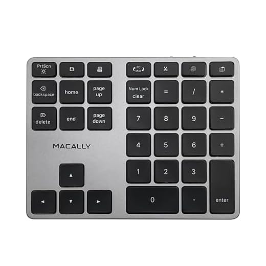 Macally Teclado numérico Bluetooth para laptop - design fino de alumínio - teclado numérico sem fio recarregável - teclado numérico de 35 teclas para entrada de dados - para MacBook Pro/Air, iPad,