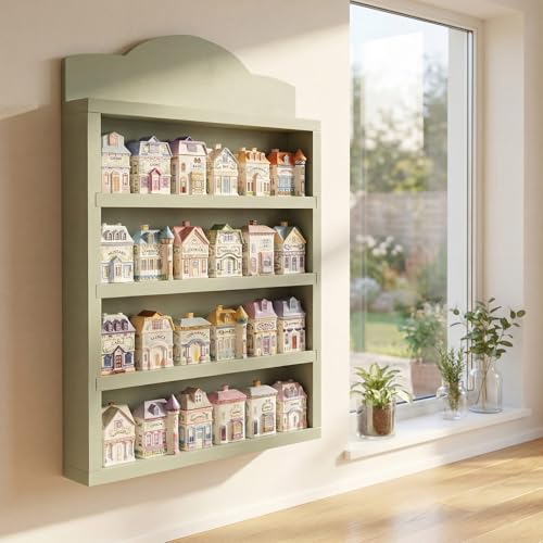 Chunful Vintage Spice Rack Wooden Village Style Hanging Display Jars Shelf by Chunful - Used condition - Image 6