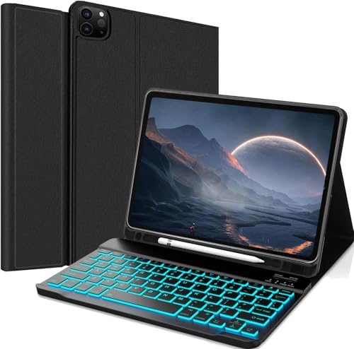 iPad Air (M3/M2) 11インチ ケース キーボード iPad air5 air4通用 7色バックライト 脱着式 ワイヤレス Bluetooth ipad Pro 11インチ キーボード ケース 第1/2/3/4世代 多角度調整 Pencil収納 耐衝撃 オートスリープ 全面保護 ブラック