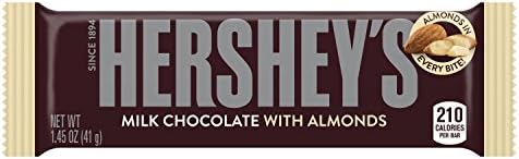 HERSHEY'S Chocolate Candy Bar with Almonds, 1.45 Ounce