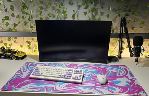 Image of Saco XXL Gaming Mouse Pad for PC - Large Desk Mat 900x400x3mm, Extended Non-Slip Rubber Base, Waterproof Surface, Fluid Design, Big Keyboard Mouse Pad for Office & Home Setup