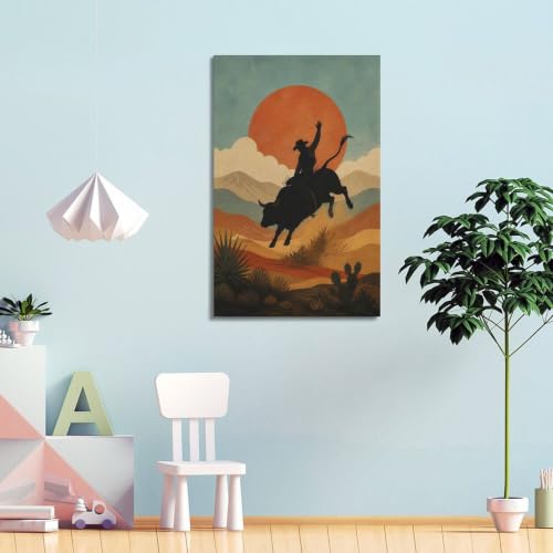 Décoration murale Southwestern grand poster moderne de rodéo 50 x 75