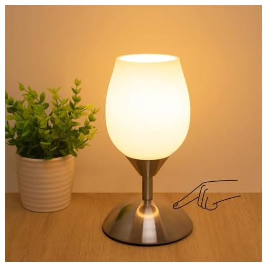 Boncoo Dimmable Touch Control Table Lamp, Small Touch Lamp with White Opal Glass Lampshade Ambient Light Bedside Little Lamp Silver Base Modern Accent Lamp for Bedroom, Living Room, E12 Bulb Included