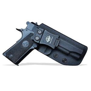 1911 Holster IWB Kydex Holster Custom Fit: Colt 1911 Commander .45 9mm 4.25 Inch Pistol – – Inside Waistband Concealed Carry – Adj. Cant Retention – Cover Mag-Button – No Wear – No Jitter