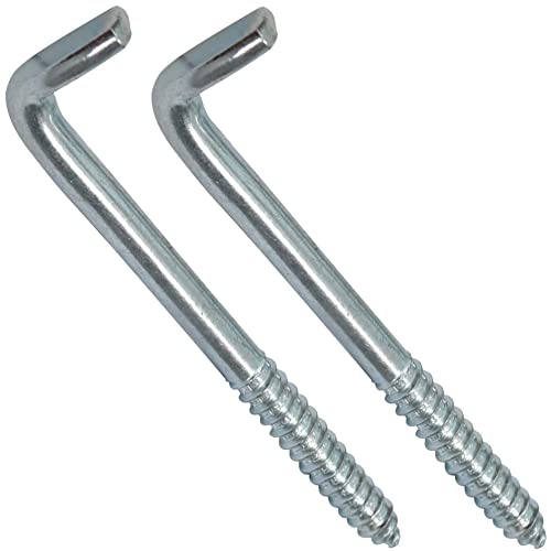 AERZETIX - C44751 - Juego de 2 - Tornillo roscado para madera - gancho en forma de L - escarpia para atornillar - Ø8x100mm - acero galvanizado - metal - bricolaje - renovación