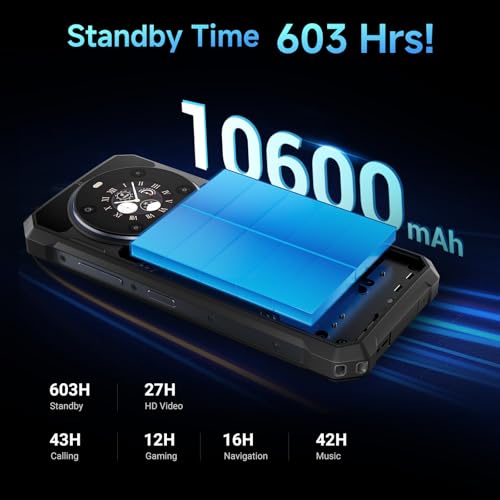 Image of FOSSIBOT F109 5G Rugged Phone Unlocked, 24GB+256GB /2TB,10600mAh Battery Waterproof Phones,Android 14 Rugged Cell Phone, 6.745 inch HD+ 1.32-inch IPS Smartphone,50MP+16MP+5MP Rugged Phone(2026 deep Blue)