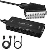 FIDECO Adaptateur Péritel vers HDMI avec Câble HDMI, Convertisseur Péritel vers HDMI avec Sortie 720P/1080P, Convertisseur Audio Vidéo HD pour Projecteur, Xbox, PS3, Lecteur DVD Blu-Ray et Plus