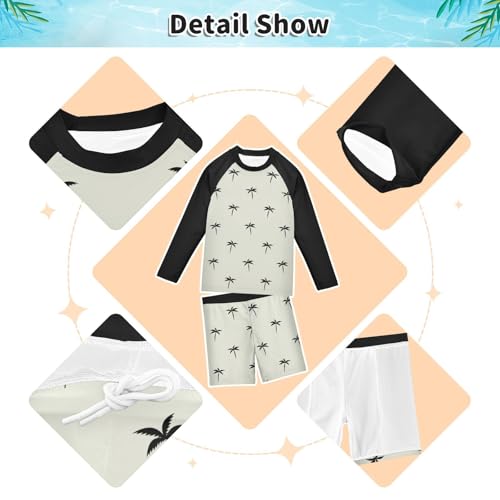 Boys Rash Guard Set Palm Trees Piece UP50+ Swim Set for Boys 3T-10T 5