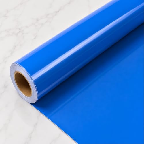 Image of Vinyl Contact Paper Decorative for Cabinets Countertops Kitchen Shelves Liner Self Adhesive Film Peel and Stick Waterproof Removable Wallpaper (Inches 24 x 50, Glossy Royal Blue)