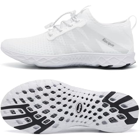 Racqua Womens Water Shoes Swim Lightweight Quick Drying Beach Aqua Shoes Walking Shoes for Swimming or Water Sport White 8.5 Cover