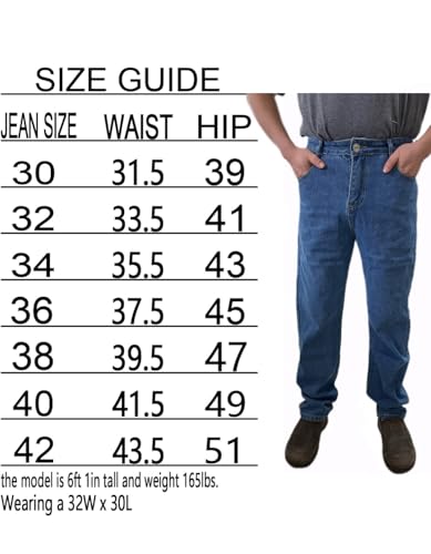 Men's Regular Fit Straight Leg Jeans, Classic Blue Denim, Workwear2