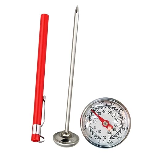 OUNONA Stainless Steel Food Thermometer with Cover Instant Read Kitchen Thermometer for Meat Coffee Milk and BBQ Precision Probe for Accurate Temperature Readings