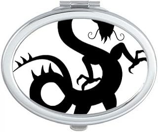 Dragon Outline China Chinese Pattern Mirror Portable Fold Hand Makeup Double Side Glasses