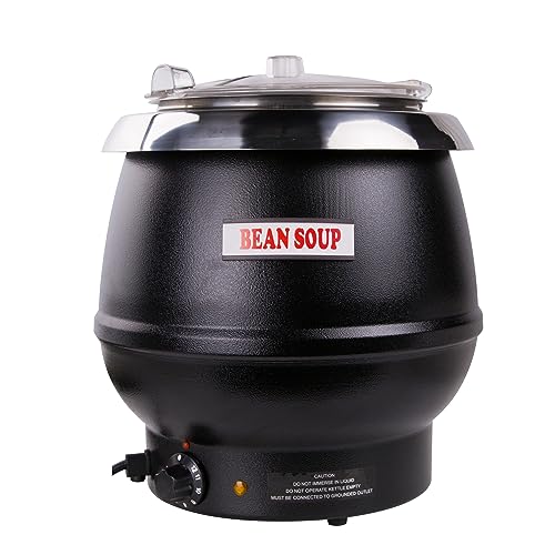 Hakka Soup Warmer, Soup Warmers Commercial, Ideal for Soups, Stews, Match Your Kitchen Aesthetic,11-Quart,Black