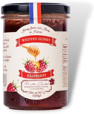 Les Abeilles de Malescot – Whipped Raspberry Honey (8.8 oz) – Raw and Unfiltered Pure Honey