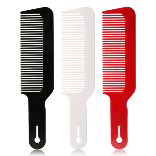 HDGSAFD Lot de 3 Peignes à Cheveux pour Couper et Estomper - Noir, Blanc, Rouge - 22 x 5 cm - Coiffeurs Professionnels et Particuliers