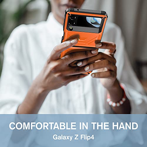 Tsqqst Galaxy Z Flip 4 Case 2022, Rugged Protective Slim Case Cover For Samsung Galaxy Z Flip 4 5G-Orange #TOP5