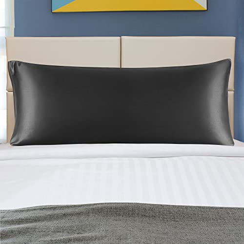 PiccoCasa Satin Body Pillowcase for Hair and Skin Luxury Silk Satin Long Pillow Cover Smooth Soft Satin Body Pillow Cover with Zipper Closure Black 4ft - Image 3
